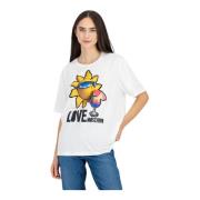 Casual-chic Logo Print T-Shirt Love Moschino , White , Dames