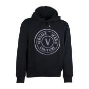 Zwarte V Emblem Hoodie Versace Jeans Couture , Black , Heren