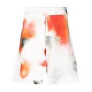 Tie-Dye Katoenen Shorts met Geborduurd Logo Alexander McQueen , White ...