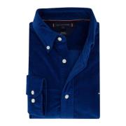 Casual Blauw Corduroy Overhemd Tommy Hilfiger , Blue , Heren