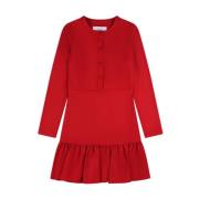 Korte jurk met ruches en lange mouwen Silvian Heach , Red , Dames