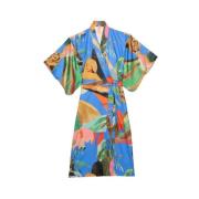 Dancing Wood Blue Zijden Kimono G.Kero , Multicolor , Dames