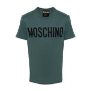 Groene Logo Print T-shirts en Polos Moschino , Green , Heren