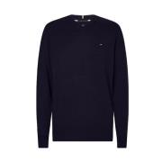 Donkerblauwe V-Hals Trui Tommy Hilfiger , Blue , Heren