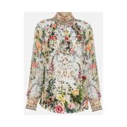 Renaissance Romance Zijden Blouse met Knopen Camilla , Multicolor , Da...