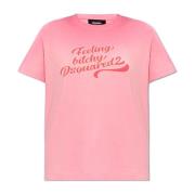 T-shirt met logo Dsquared2 , Pink , Dames