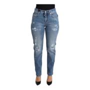 Blauwe Skinny Jeans met Hoge Taille Dolce & Gabbana , Blue , Dames