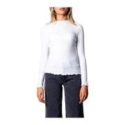 Dames Witte T-shirt met Lange Mouwen Only , White , Dames