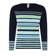 Gestreepte gestippelde pullover blouse blauw/mint Skovhuus , Multicolo...