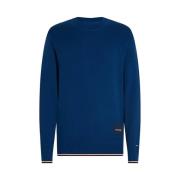 Blauwe Trui met Ronde Hals Tommy Hilfiger , Blue , Heren