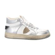 Witte Zilveren High Top Sneakers Philippe Model , White , Dames