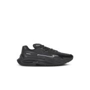 Run-Row leren trainers Balmain , Black , Heren