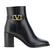 VLogo Leren Enkellaarzen Valentino Garavani , Black , Dames