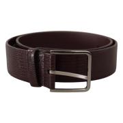 Donkerbruine Leren Riem met Zilveren Logo Gesp Dolce & Gabbana , Brown...