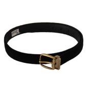 Zwart Fluweel Leren Riem met Goudkleurige Metalen Gesp Dolce & Gabbana...