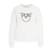 Sweatshirt met Logo en Glitterdetails Pinko , White , Dames