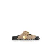 Lichtgrijze Suède Sandalen met Metalen Details Chloé , Gray , Dames