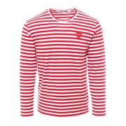 Gestreept Katoenen T-Shirt met Lange Mouwen Comme des Garçons , Red , ...