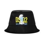 Grouchy Smurfs Logo Bucket Hat Dsquared2 , Black , Heren