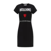 Jurk met logo Moschino , Black , Dames