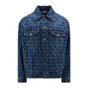 Denimjack met Toile Iconographe Motief Valentino , Blue , Heren