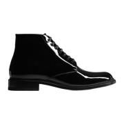 Zwarte Leren Laarzen Saint Laurent , Black , Heren