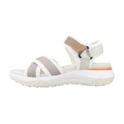 Comfortabele platte sandalen voor vrouwen Geox , White , Dames