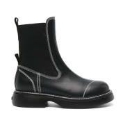 Zwarte Chelsea-laarzen met contrasterende stiksels Ganni , Black , Dam...