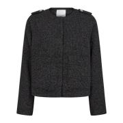 Stijlvolle Boucle Jas met Lange Mouwen en Voorzakken Co'Couture , Gray...