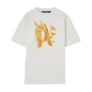 Brandend Monogram T-Shirt Palm Angels , White , Heren