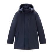 Mountain Parka van stretch nylon, Melton Blauw Woolrich , Blue , Heren