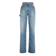 Vintage-Effect Flared Jeans Fendi , Blue , Dames