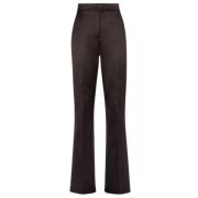 Slim-fit Hoge Taille Satijnen Broek Fendi , Brown , Dames