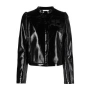 Iconische Vinyl Dames Zwarte Biker Jas Courrèges , Black , Dames