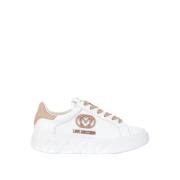 Witte/Cipria Leren Sneakers voor Dames Love Moschino , White , Dames