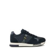 Navyblauwe Leren Sneakers Blauer , Blue , Heren