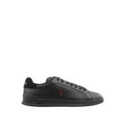 Zwarte Leren Sneakers voor Heren Ralph Lauren , Black , Heren