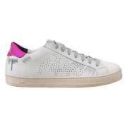 Witte en roze sneakers met levendig design P448 , White , Dames