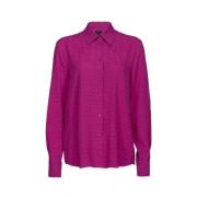 Paarse Zijden Crepe de Chine Shirt Pinko , Purple , Dames