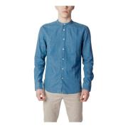 Blauw katoenen herenshirt Peuterey , Blue , Heren