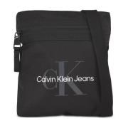 Zwarte Polyester Rits Tas Calvin Klein Jeans , Black , Heren