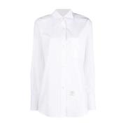 Witte Poplin Overhemd met Puntkraag Thom Browne , White , Dames