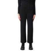 Zwarte elastische taille regular fit broek Kaos , Black , Dames