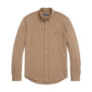 Donker Taupe Heather Mesh Polo Polo Ralph Lauren , Brown , Heren