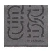 Sjaal met logo Salvatore Ferragamo , Gray , Heren