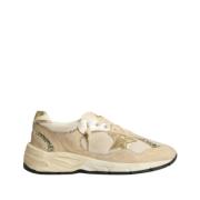 Beige Dad-Star Sneakers met Glitter en Gouden Gelamineerde Ster Golden...