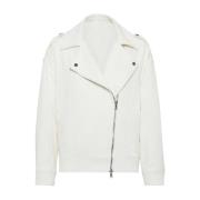 Bikerjack met rits Brunello Cucinelli , White , Dames