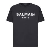 Zwarte Logo T-shirt met minimalistisch design Balmain , Black , Heren
