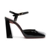 Zwarte Slingback van Lakleer met Dikke Hak Amina Muaddi , Black , Dame...