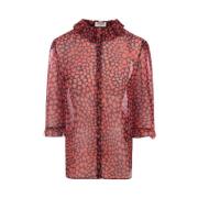 Hartprint Zijden Georgette Shirt Saint Laurent , Multicolor , Dames